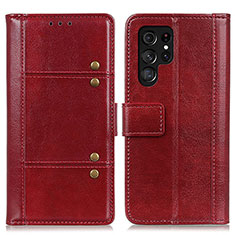 Funda de Cuero Cartera con Soporte Carcasa M06L para Samsung Galaxy S21 Ultra 5G Rojo