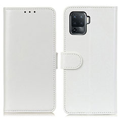 Funda de Cuero Cartera con Soporte Carcasa M07L para Oppo F19 Pro Blanco