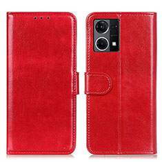 Funda de Cuero Cartera con Soporte Carcasa M07L para Oppo Reno7 4G Rojo