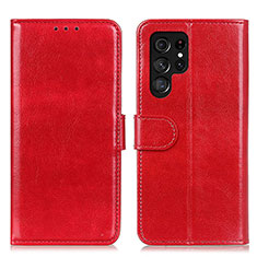 Funda de Cuero Cartera con Soporte Carcasa M07L para Samsung Galaxy S21 Ultra 5G Rojo