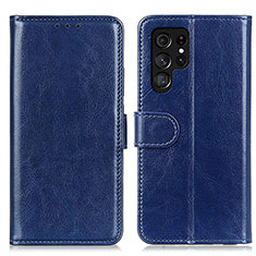 Funda de Cuero Cartera con Soporte Carcasa M07L para Samsung Galaxy S22 Ultra 5G Azul