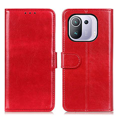 Funda de Cuero Cartera con Soporte Carcasa M07L para Xiaomi Mi 11 Pro 5G Rojo
