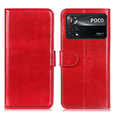Funda de Cuero Cartera con Soporte Carcasa M07L para Xiaomi Poco X4 Pro 5G Rojo