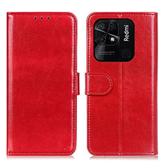 Funda de Cuero Cartera con Soporte Carcasa M07L para Xiaomi Redmi 10C 4G Rojo