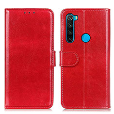 Funda de Cuero Cartera con Soporte Carcasa M07L para Xiaomi Redmi Note 8 (2021) Rojo