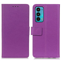 Funda de Cuero Cartera con Soporte Carcasa M08L para Motorola Moto Edge Lite 5G Morado