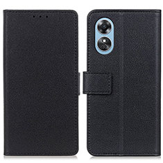 Funda de Cuero Cartera con Soporte Carcasa M08L para Oppo A17 Negro