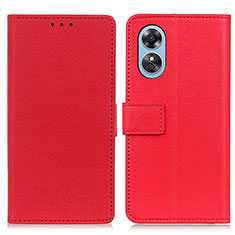 Funda de Cuero Cartera con Soporte Carcasa M08L para Oppo A17 Rojo