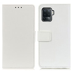 Funda de Cuero Cartera con Soporte Carcasa M08L para Oppo F19 Pro Blanco