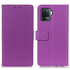 Funda de Cuero Cartera con Soporte Carcasa M08L para Oppo F19 Pro Morado