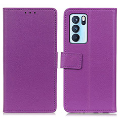 Funda de Cuero Cartera con Soporte Carcasa M08L para Oppo Reno6 Pro 5G India Morado