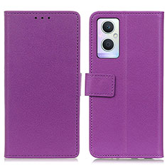 Funda de Cuero Cartera con Soporte Carcasa M08L para Oppo Reno8 Lite 5G Morado