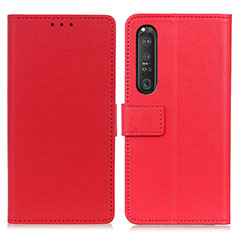 Funda de Cuero Cartera con Soporte Carcasa M08L para Sony Xperia 1 III Rojo