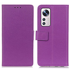 Funda de Cuero Cartera con Soporte Carcasa M08L para Xiaomi Mi 12S 5G Morado