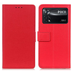 Funda de Cuero Cartera con Soporte Carcasa M08L para Xiaomi Poco X4 Pro 5G Rojo