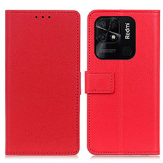 Funda de Cuero Cartera con Soporte Carcasa M08L para Xiaomi Redmi 10C 4G Rojo