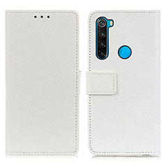 Funda de Cuero Cartera con Soporte Carcasa M08L para Xiaomi Redmi Note 8 (2021) Blanco