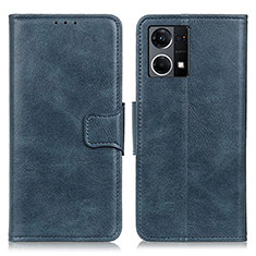 Funda de Cuero Cartera con Soporte Carcasa M09L para Oppo Reno7 4G Azul