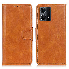 Funda de Cuero Cartera con Soporte Carcasa M09L para Oppo Reno8 4G Marron