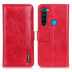 Funda de Cuero Cartera con Soporte Carcasa M11L para Xiaomi Redmi Note 8 (2021) Rojo