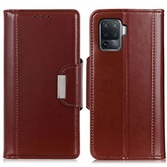 Funda de Cuero Cartera con Soporte Carcasa M13L para Oppo F19 Pro Marron