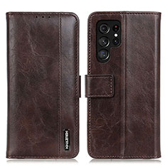 Funda de Cuero Cartera con Soporte Carcasa M13L para Samsung Galaxy S21 Ultra 5G Marron