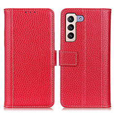 Funda de Cuero Cartera con Soporte Carcasa M14L para Samsung Galaxy S21 FE 5G Rojo