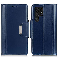 Funda de Cuero Cartera con Soporte Carcasa M14L para Samsung Galaxy S21 Ultra 5G Azul