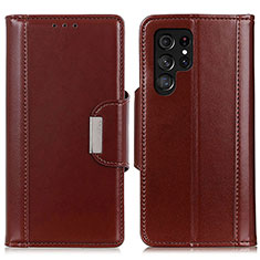 Funda de Cuero Cartera con Soporte Carcasa M14L para Samsung Galaxy S21 Ultra 5G Marron