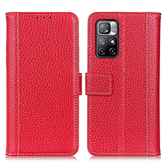Funda de Cuero Cartera con Soporte Carcasa M14L para Xiaomi Poco M4 Pro 5G Rojo