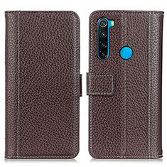 Funda de Cuero Cartera con Soporte Carcasa M14L para Xiaomi Redmi Note 8 (2021) Marron