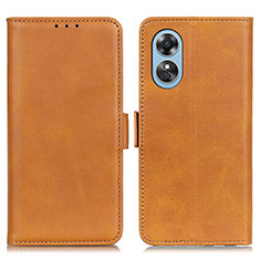 Funda de Cuero Cartera con Soporte Carcasa M15L para Oppo A17 Marron Claro