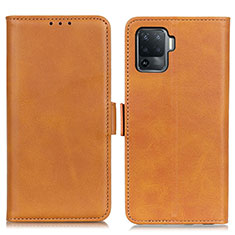 Funda de Cuero Cartera con Soporte Carcasa M15L para Oppo F19 Pro Marron Claro