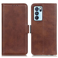 Funda de Cuero Cartera con Soporte Carcasa M15L para Oppo Reno6 Pro 5G India Marron