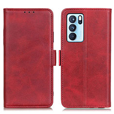 Funda de Cuero Cartera con Soporte Carcasa M15L para Oppo Reno6 Pro 5G India Rojo