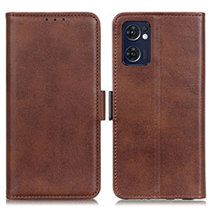 Funda de Cuero Cartera con Soporte Carcasa M15L para Oppo Reno7 5G Marron