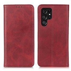 Funda de Cuero Cartera con Soporte Carcasa M17L para Samsung Galaxy S22 Ultra 5G Rojo