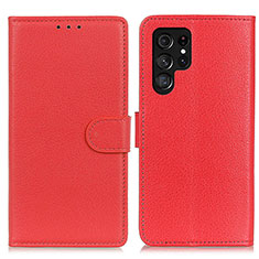 Funda de Cuero Cartera con Soporte Carcasa M18L para Samsung Galaxy S21 Ultra 5G Rojo