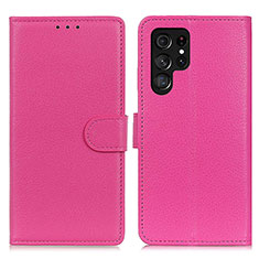 Funda de Cuero Cartera con Soporte Carcasa M18L para Samsung Galaxy S22 Ultra 5G Rosa Roja