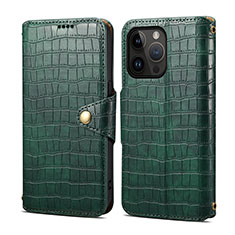 Funda de Cuero Cartera con Soporte Carcasa MT6 para Apple iPhone 14 Pro Max Verde