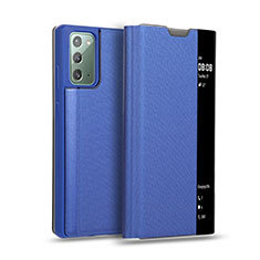 Funda de Cuero Cartera con Soporte Carcasa N01 para Samsung Galaxy Note 20 5G Azul