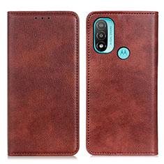 Funda de Cuero Cartera con Soporte Carcasa N01P para Motorola Moto E30 Marron