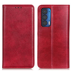 Funda de Cuero Cartera con Soporte Carcasa N01P para Motorola Moto Edge (2021) 5G Rojo