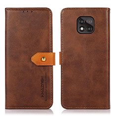 Funda de Cuero Cartera con Soporte Carcasa N01P para Motorola Moto G Power (2021) Marron