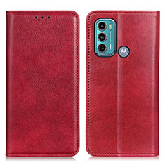 Funda de Cuero Cartera con Soporte Carcasa N01P para Motorola Moto G60 Rojo