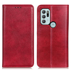 Funda de Cuero Cartera con Soporte Carcasa N01P para Motorola Moto G60s Rojo