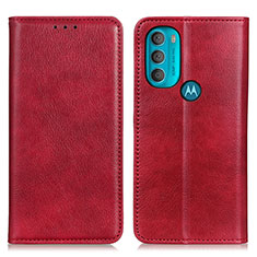 Funda de Cuero Cartera con Soporte Carcasa N01P para Motorola Moto G71 5G Rojo