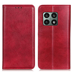 Funda de Cuero Cartera con Soporte Carcasa N01P para OnePlus 10 Pro 5G Rojo