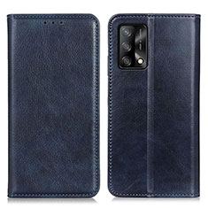 Funda de Cuero Cartera con Soporte Carcasa N01P para Oppo A95 4G Azul