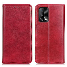 Funda de Cuero Cartera con Soporte Carcasa N01P para Oppo A95 4G Rojo